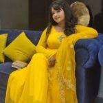 Shubha Poonja Instagram – Pressmeet #3devithefilm 
Make up and hair by @lakshmimakeover6363
Its mango 🥭  season and I’m in allmango colors