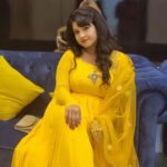 Shubha Poonja Instagram – Pressmeet #3devithefilm 
Make up and hair by @lakshmimakeover6363
Its mango 🥭  season and I’m in allmango colors