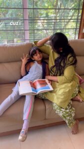 Shwetha Srivatsav Instagram - 💁🏻‍♀️ “Post my mini Dasara holidays , I roll back into school like the coolest kid in town. Don’t worry, I’m still the good girl, but between you and me, I love heading back because, let’s be real, my friends and teachers can’t survive without their daily dose of my awesomeness!” But this is what my daughter has to say ❤️