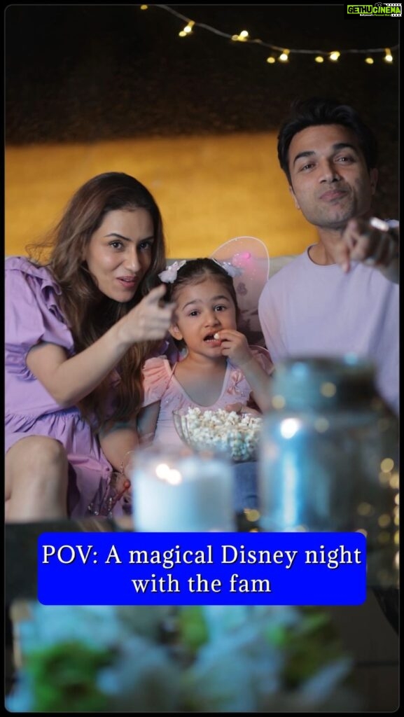 Smriti Khanna Instagram - 🌟✨Anayka’s first magical movie night at home🍿🎞️ We created a Disney Wonderland at our home. It felt like stepping into a fairy tale with the soft glow of the twinkling light adding to the enchantment. We were utterly captivated by the magic in the air, eagerly waiting for the movie to begin💫💜🪄 Celebrating a century of Disney classics with my beloved ones, all in the cozy embrace of our home, was a true delight. Indeed, it was a weekend well spent 🪄 @disneyindia #D100 #DisneyIndia #Partnership