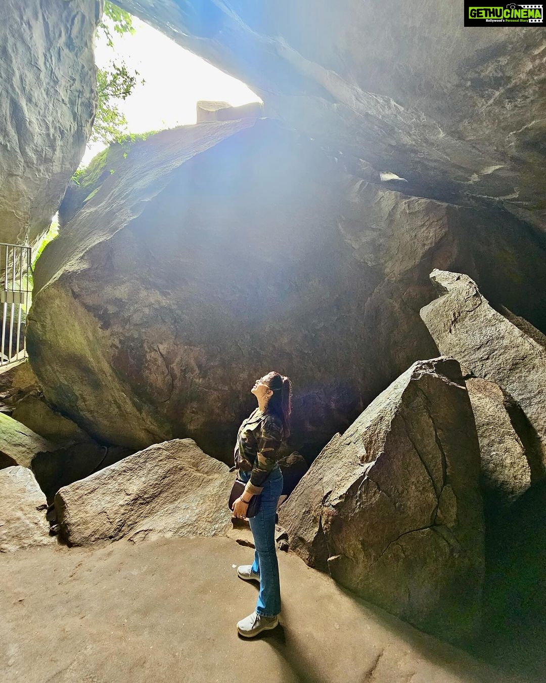 Sneha Wagh Instagram - The climb was difficult but the view was worth it…The Edakkal caves, in Kerala are said to be around from 6000 BCE. There were scriptures which are said to be written by Neolithic Man, having a strong connection to the Indus Valley Civilisation! These Stone Age Era Carvings are the rarest of the rare. In a few pictures we can see figurines that of men, women and animals pictorials depicting that of the tribal nature who worshipped the Sun! The best part which surprised me was, even though it’s situated in our Indian province, it was discovered by a british officer! . . . #incredibleindia #indiatourism #india #wanderlust #ssnehawagh #sarangesneha #snehawagh #kerala #keralatourism #edakkalcaves #trek #cavestory