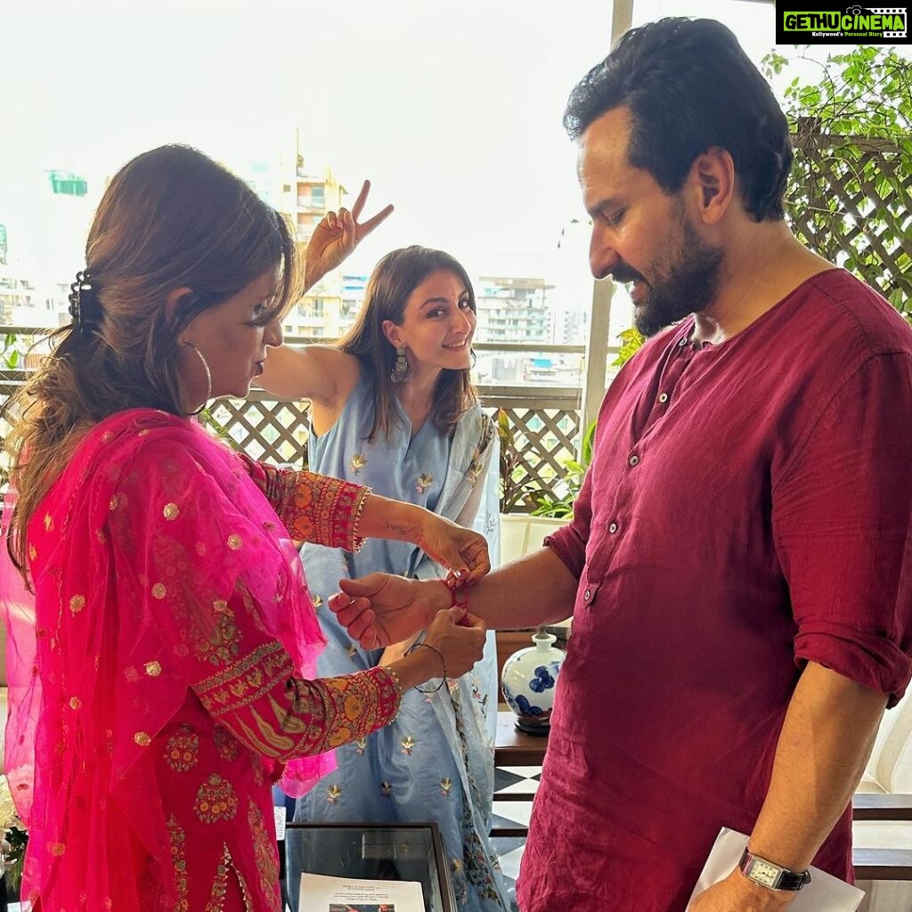 Soha Ali Khan Instagram - Tied together ❤️🧿 #rakshabandhan