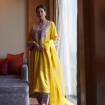 Sonam Bajwa Instagram - Wearing @heenakochharofficial for GGC promotions. Make up @cocoballucci_ Hairstylist @hairbyharrybajwa Styled by me 🌝