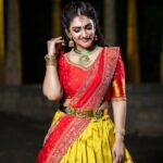 Sridevi Vijaykumar Instagram - Action may not always bring happiness, But there is no happiness without action😊😊😊😊😊😊 . . . Outfit:@sree_divya_reddy Jewellery: @karnikajewelshyd Photography:@joy.photographyy #zeetelugu #dj6 #dramajuniors #festivevibes #indianattire #traditionalwear #lehenga #halfsaree #templejewellery #royalcollection #instafeed #instaquotes #postivitequotes #instadump #instapics #telugu #tvshow #entertainment #sunday #weekend