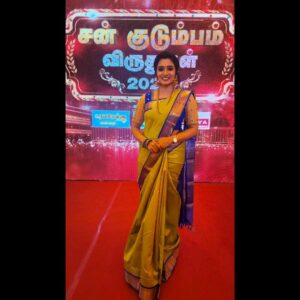 Srithika Instagram - Thankyou so much @suntv for this moment. This moment I cherish the travel and experiences that I have gone through with this channel. More to come so stay tuned with your entire love and support as always! Thankyou so much my friends and family 😍🙏 
.
Blouse @unikpondicherry
.
#feelingblessed #forthismoment #suntv #sunkudumbamviruthugal2023 #thankinggod #magarasi