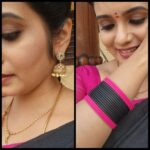 Srithika Instagram – I will stop wearing BLACK when they make a darker color🖤🖤🖤
.
Saree @varshini_sareez 
Bangles @varnudais 
Earring @kabijewellery 
.
#black #blackpink #blackcolor #saree #traditional #traditionalwear #happiness #attire