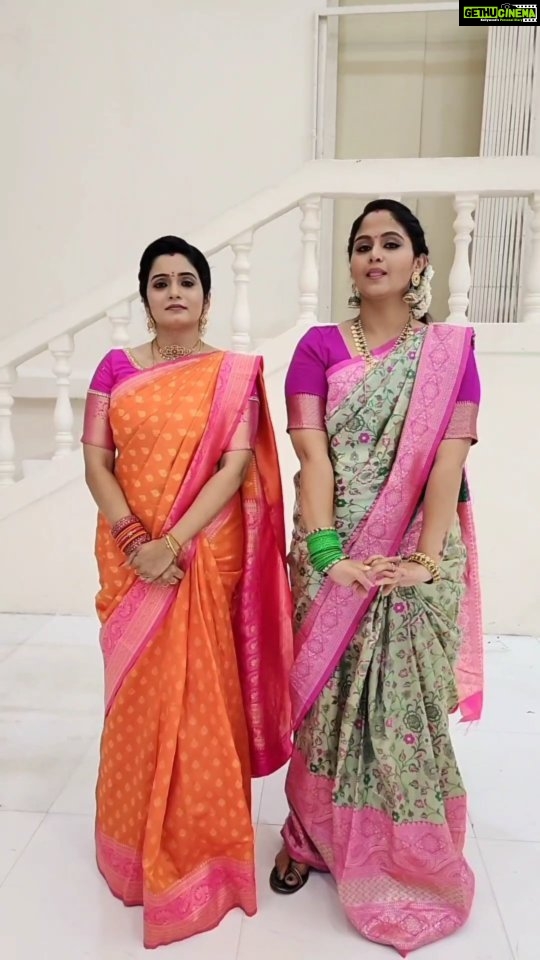 Srithika Instagram - Without IDLY there's no CHUTNEY 😉 . With @actress_sindhura . Srithika's saree @vidulafashion . #reel #withyou #sweetfriend #telugu #telugushoot #serial Hyderabad