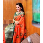 Srithika Instagram - ORANGE 🧡 is the color of autumn, spice form and design. Deepened, it become exotic and exciting. If ORANGE is your choice, you have abundant energy with an eye for structure and organization. Your social nature finds you surrounded by family and friends. . Saree @annie_boutique55 . #saree #orange #magarasi #photoshoot #comfortable #photoshootinbetween Chennai, India