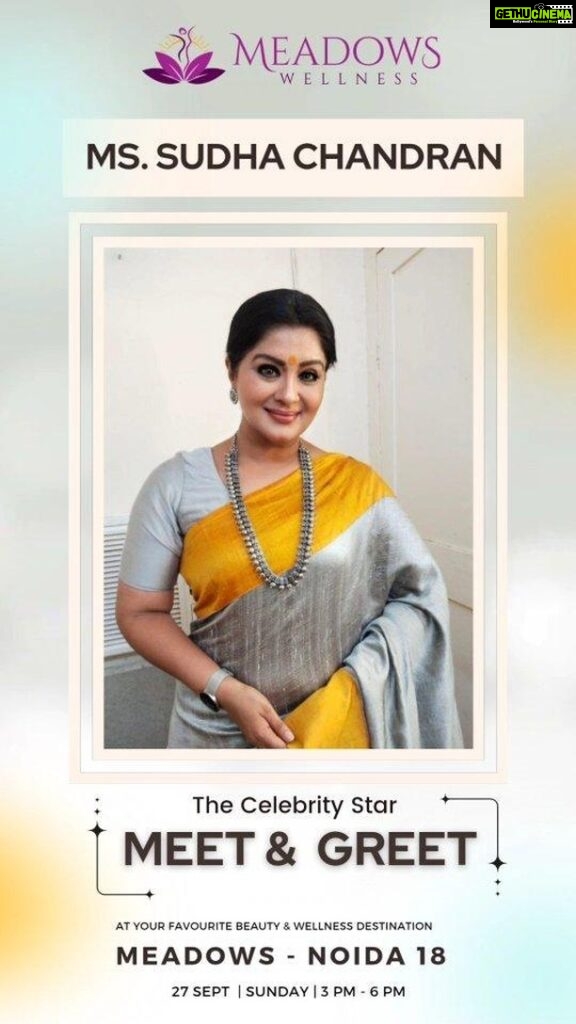 Sudha Chandran Instagram - Get a chance to have a photo with our celebrity guest upon availing any services. So Hurry, Book your Consultation NOW. 🏥 Visit MEADOWS for all your Beauty & Wellness concerns : 📲 9310437000 📲 WhatsApp Us : https://bit.ly/MeadowsWA #Meadows #MeadowsWellness #bestoffers #sudha #sudhaachandran #indianactor #tvactor #bharatanatyam #celebrity #bollywood #tvcelebrity #lifestyle #balajitelefilms #trendingreels