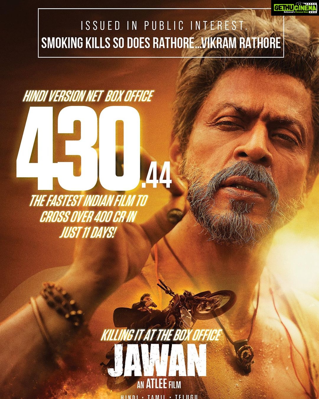 Sunil Grover Instagram - Warning ⚠️: Smoking kills, and so does Vikram Rathore at the Box Office! 🔥 Go book your tickets now! https://linktr.ee/Jawan_BookTicketsNow Watch #Jawan in cinemas - in Hindi, Tamil & Telugu.