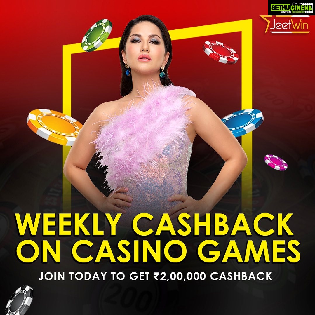 Sunny Leone Instagram - Weekly Cashback Bonanza. Join @jeetwinofficial today to get ₹2,00,000 in weekly cashback on Casino games. Play big and win Big! Join today via the link in my story #Jeetwin #Sunnyleone #Cashback #Bonus