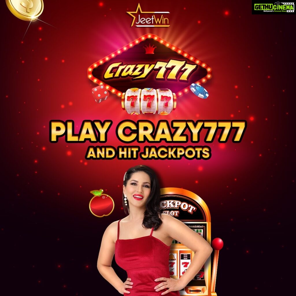 Sunny Leone Instagram - Introducing Crazy777: The Ultimate Slot Game Experience! 🎰💥 Get ready for an adrenaline-pumping thrill ride as you spin the reels and chase those big jackpots! Play now on @Jeetwinofficial Join today via the link in my story and Claim 500 INR bonus to play #Jeetwin #Sunnyleone #Crazy777