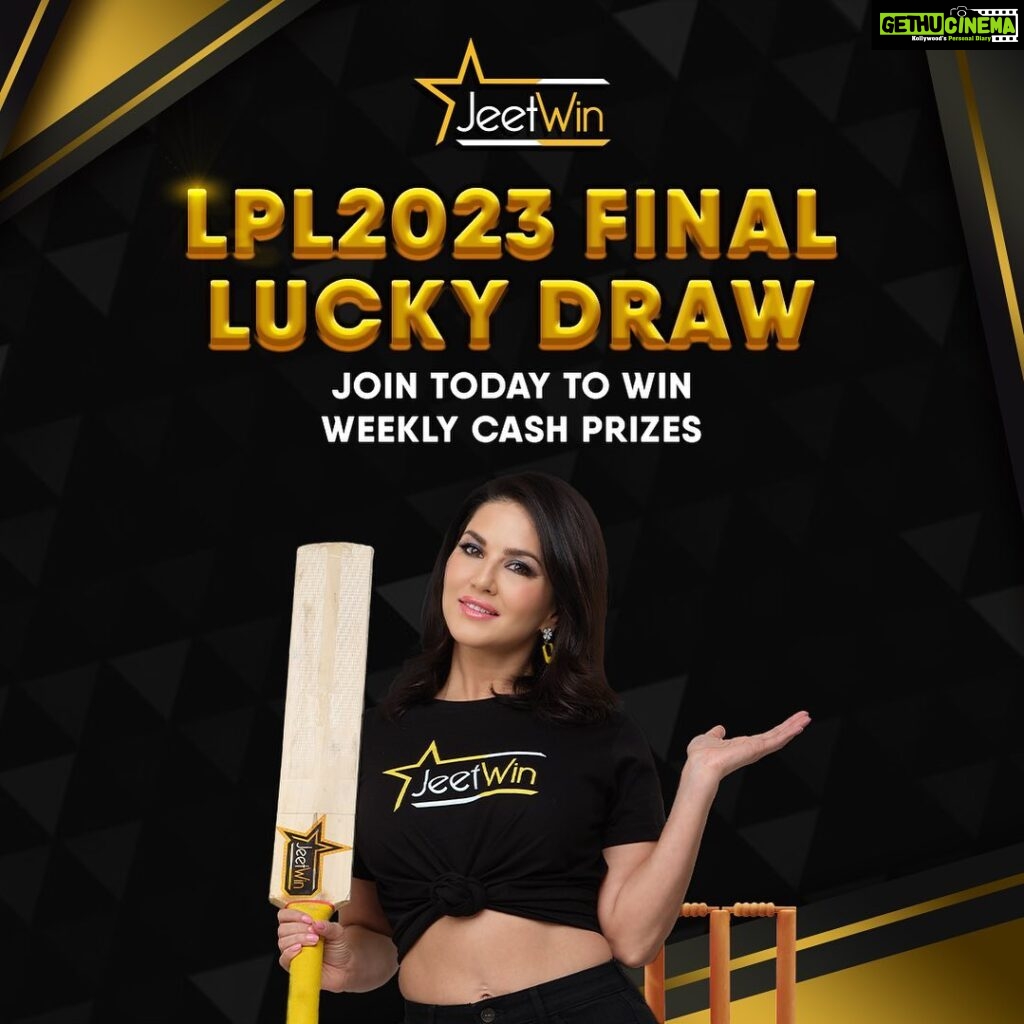 Sunny Leone Instagram - As we move along to the final week of @jeetwin LPL2023 Lucky Draw, do not miss out on the cash prizes up for grabs. Start predicting and winning cash prizes and get the chance to qualify for the final Lucky Draw. Join today via the link in my story #Jeetwin #Sunnyleone #Luckydraw