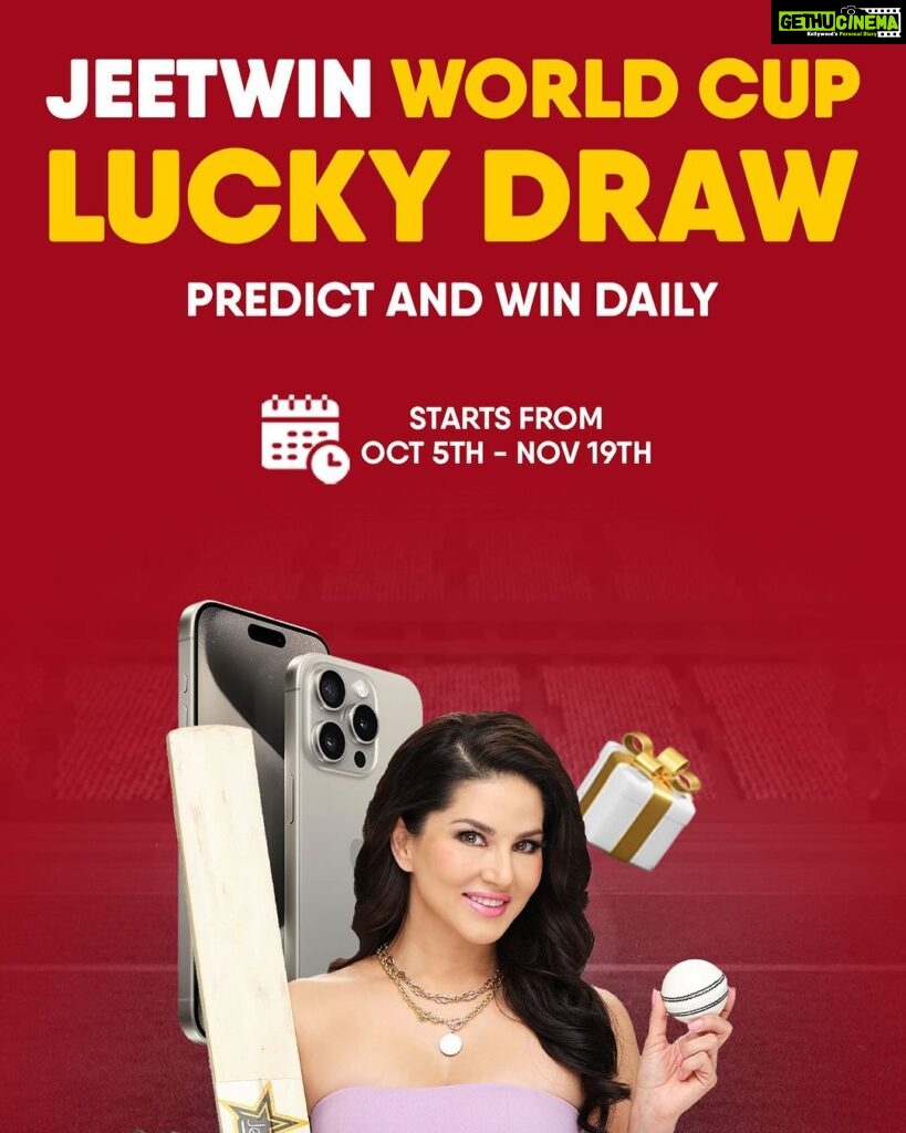 Sunny Leone Instagram - Score big this World Cup season with the Jeetwin World Cup Lucky Draw. Join @JeetWin and win amazing prizes! Join today via the link in my story
