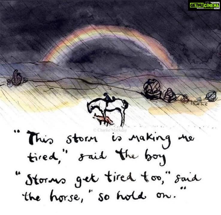 Sushmita Sen Instagram - #holdon #paitence #perseverance #faith #passingstorm #emergingrainbow @charliemackesy 👊😍❤️🌈 “Only good things await...wait” 👍😊 I love you guys soooooo much!!! #duggadugga 💃🏻😇