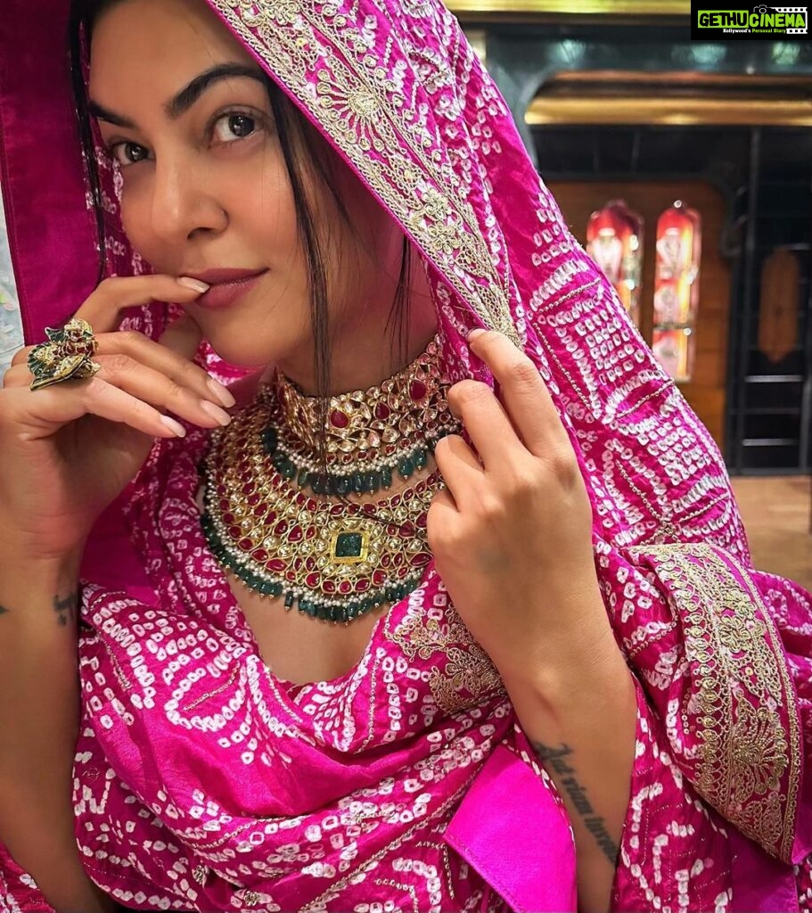 Sushmita Sen Instagram - #somethingaboutit ❤️ A fun day of trying on jewellery & indulging in the beautiful opulence of the #pinkcity 😍😁💃🏻 #sharing #memories #postpackup #jaipur #Aarya3 Thank you for capturing this moment @flavienheldt 🤗 #cherished #alnatural 😁💋 I love you guys!! #duggadugga 😍