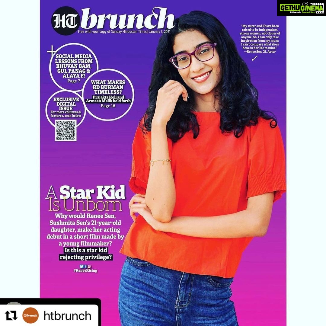 Sushmita Sen Instagram - Sooooo Sooooooo Proud of you Renee Shona!!! ππ€πβ€οΈππ»Big Dreams & little steps...A self made story in the making!! ππ All our love & blessings always @reneesen47 #duggadugga π Maa , Alisah @rohmanshawl πππ»π Wonderful interview @jamalshaikh @htbrunch #cherished ππ€ #sharing #htbrunchcover #ReneeRising β€οΈπ #Repost @htbrunch with @make_repost γ»γ»γ» Posted @withregram β’ @jamalshaikh Meet Sushmita Senβs 21-year-old daughter, @reneesen47 , who is strong and individualistic like her mother intended her to be. An @htbrunch exclusive! β’β’β’ #ReneeRising by @jamalshaikh Cover photo by #RajeevSen Renee wears a top from @zara and @americaneagleindia denims.