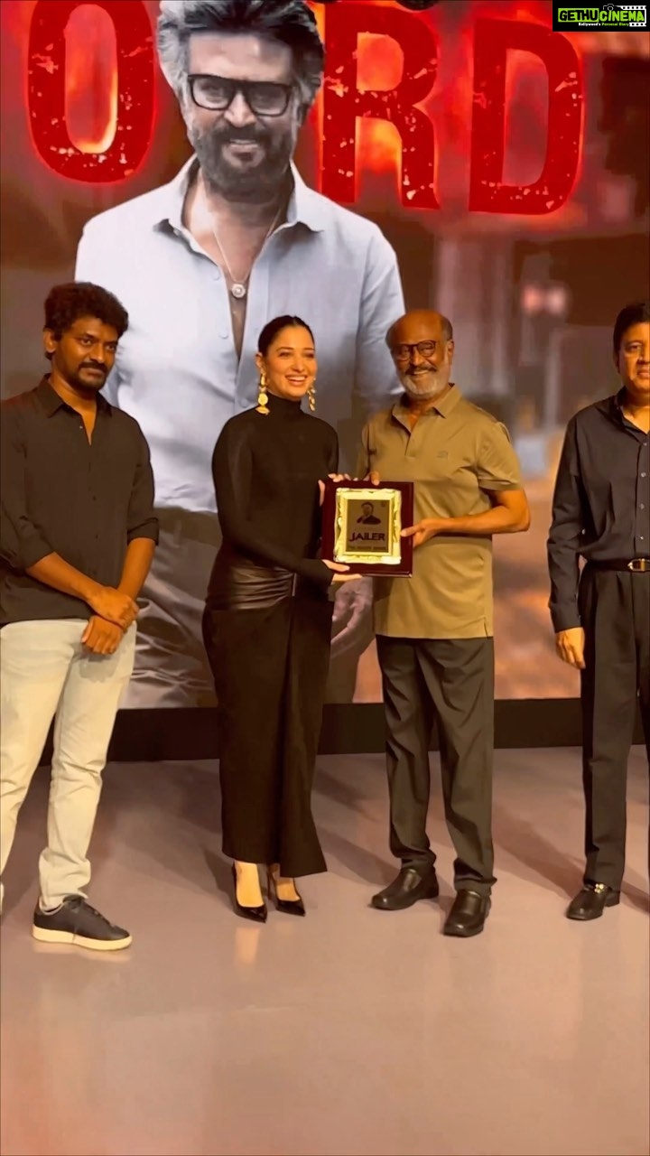 Tamannaah Instagram - Last night we celebrated! A culmination of vision, passion and teamwork! Team Jailer… it has been an absolute honor and pleasure to be a part of this film. Congratulations to the entire cast & crew. A special shout out to the man himself @rajinikanth sir… working with you has been truly memorable. @nelsondilipkumar sir… Thank you for everything! Let’s keep creating great stories together! ❤️ everyone at @sunpictures, looking forward to many more collaborations together. And finally… thank you to the audience for giving this film and ‘Kaavaalaa’ so much love! ✨