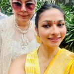 Tanishaa Mukerji Instagram - Thank u usha bhen @ushakakadeofficial for such a wonderful Ganesh Aarti , scrumptious lunch ! 🙏✨& wonderful performance of these beautiful girls playing the dhol ! Dearest @thezeenataman just loved those beautiful moments reminiscing about mom and dad with u, it made my day. ❤️ Ganpati Bappa Morya ! 🙏 Outfit: @warpnweftbysagrikarai Stylist: @stylebysaachivj Team: @sanzimehta777 Pune, Maharashtra