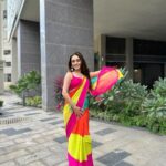 Tanya Sharma Instagram - Rani behaviour only 💕👸 . . Stylist: @the_neerajpandey Outfit: @deeveecouture Outfit PR: @devampandeyofficial x @onestopsolution02 #saree #tanyasharma #ethnic #picoftheday #colorful #rani