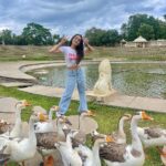Tanya Sharma Instagram - Feeling good like I should 🌈 . . Swipe right for some quack 🪿 Sri Sri Ravishankar Ashram