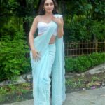 Tanya Sharma Instagram - Prettiest problem 🦋 . . Shot by - @iam_rajinamdar Styled by @Rimadidthat Earrings - @klissaa_ Pre-draped saree @glamwiz Saree PR @mediatribein