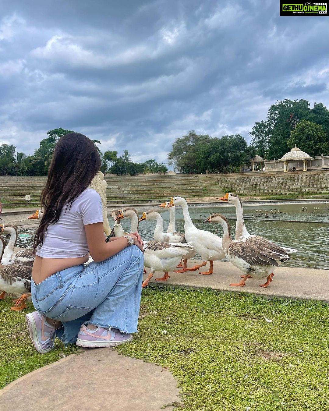 Tanya Sharma Instagram - Feeling good like I should 🌈 . . Swipe right for some quack 🪿 Sri Sri Ravishankar Ashram