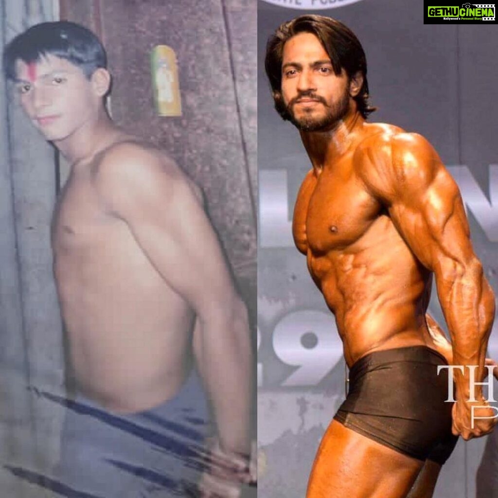 Thakur Anoop Singh Instagram - #MAJORTHROWBACK : I remember While in standard 8th, i came home performing from my school’s annual day function. With all that make up on and while changing clothes, I asked cousin to click some pictures to flaunt some gains as I had started going to gym which was then followed by a laughter! I laughed off with them in moment but deep inside it did create a crack!! From there on, I kept going to the gym, got disciplined, more ziddi and pursued against peoples opinions and 17 years later with my new found physique, confidence and winning some titles, turned life around for me!! Now I meet my cousin and guess who’s laughing now! 😜😀 #Neverquit on your DREAMS! PERIOD!!!