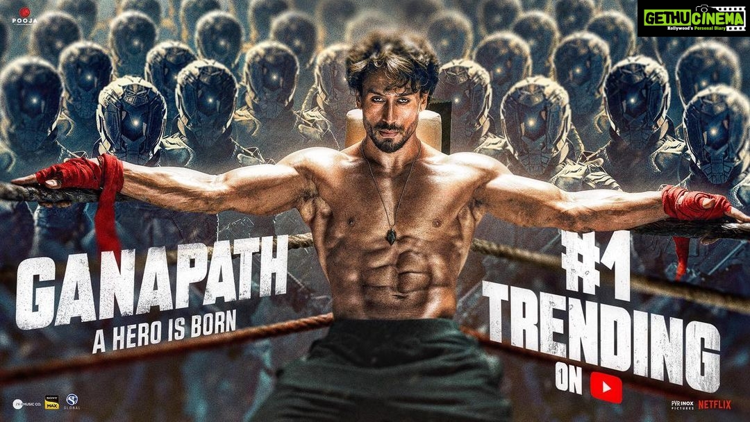 Tiger Shroff Instagram - Thank you for all your love❤️#ganapath trailer out now! @amitabhbachchan @kritisanon @jackkybhagnani #VikasBahl @deepshikhadeshmukh @pooja_ent @virajsawant #GoodCo @slglobal001 @zeemusiccompany @elliavrram @ziadmbakri @official.girishkulkarni @rahman_actor @shruthymenon @jameel.mumbai @pvrpictures