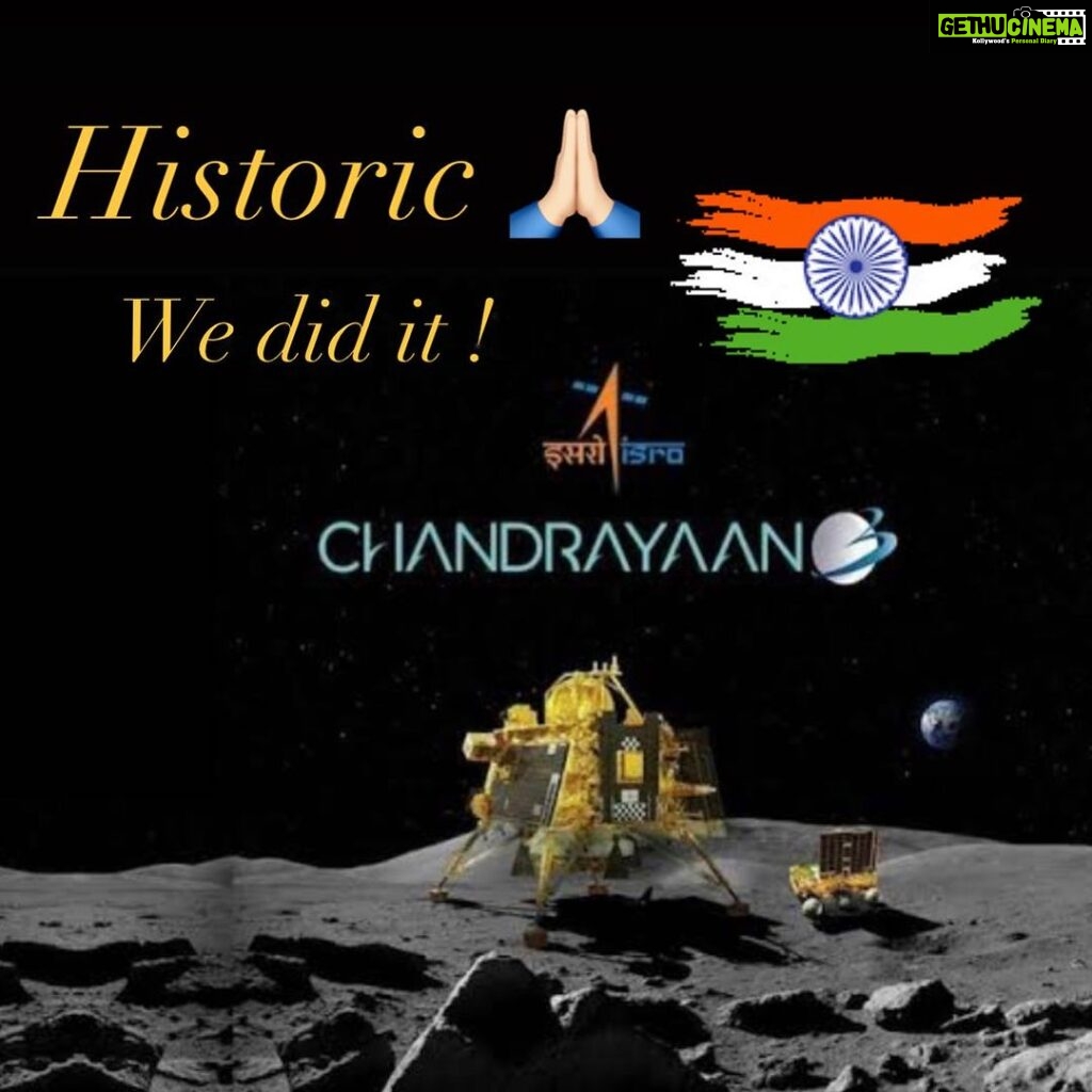 Urvashi Dholakia Instagram - Salute to the entire team of @isro.in 🙏🏻 to all those who made this possible✨ this is such a PROUD FEELING..WE MADE HISTORY TODAY & yes WE ARE ON THE MOON ❤️ : #chandrayaan3 #vikram #landing #success #historic #moment #proudindian #🇮🇳