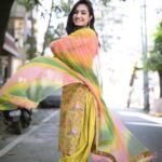 Vaishnavi Gowda Instagram - Colour colour which colour do you choose 💚💛💗 Outfit- @rangriwaaz 📸- @pkstudiophotography @d_ee_kshi