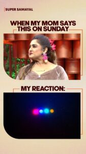 Vanitha Vijayakumar Instagram - Unga reaction ennava irukum? 😂 SUPER SAMAYAL | SUNDAY | 12:30 PM #SunTV #SuperSamayal #SuperSamayalOnSunTV #VanithaVijayakumar #SunReels #SunDigital