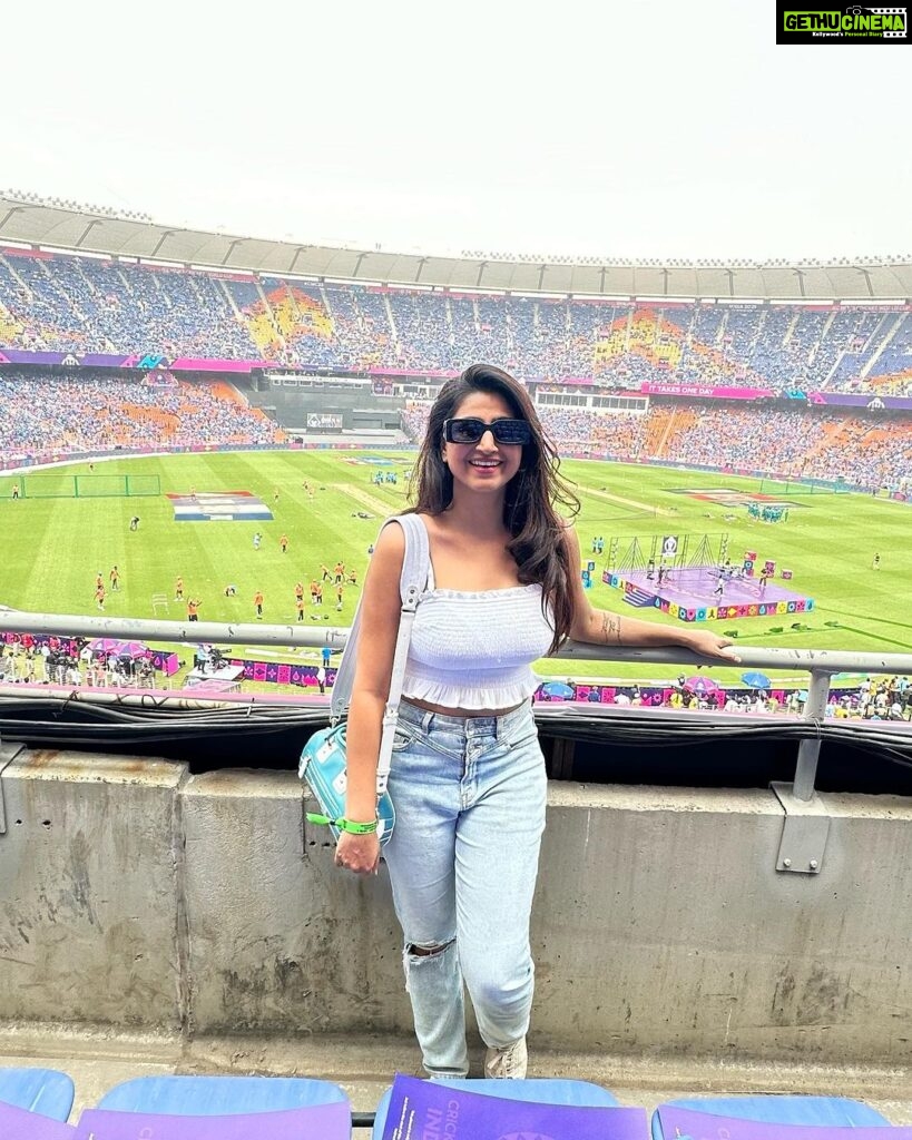 Varshini Sounderajan Instagram - Excited!!! India vs pak Narendra Modi Stadium - Ahmedabad