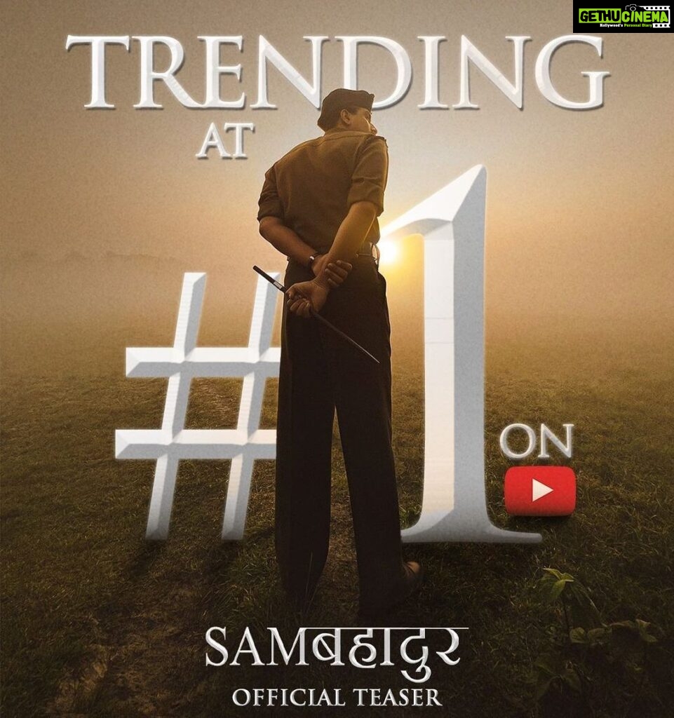 Vicky Kaushal Instagram - Thank you for all the love for #SAMबहादुर Teaser! 🇮🇳🪖🙏🏽 . In cinemas 1.12.2023