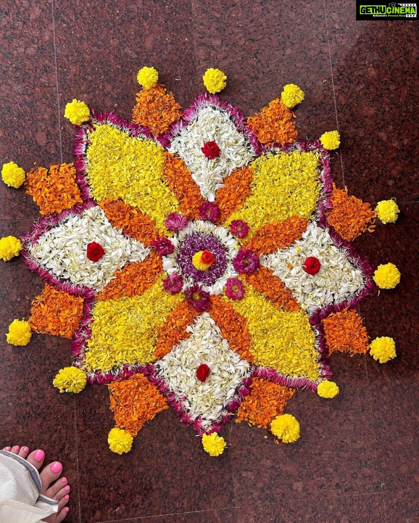 Warina Hussain Instagram - Happy Onam 🌸✨ I wish that your life is as colourful 🌈 as pookalams! #festivalvibes #onam #kerala #sareelover Kerala