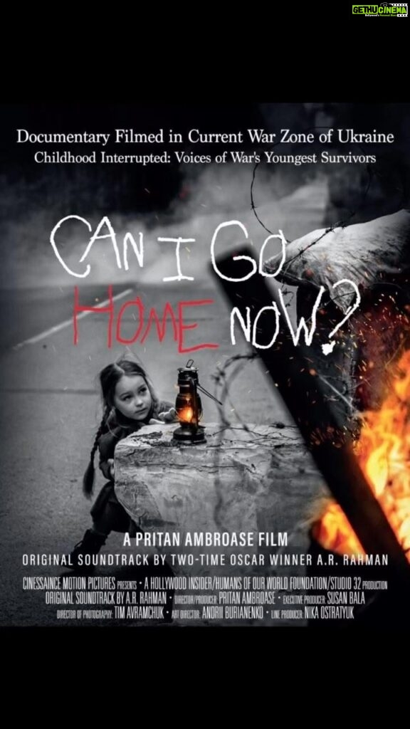 A. R. Rahman Instagram - Trailer link in bio! And so the revolution begins… the film - CAN I GO HOME NOW? The film’s trailer has launched today at the Cannes Film Festival 2023 on the first day. The Pritan Ambroase Film demands the world to make the answer YES to that question for the Children of Ukraine. A Space Where Only the Children Speak - No Adults Allowed… Filmed in the Current War Zone of Ukraine. Witness What the News Hides from You! Raw Uncensored Stories Directly from Terrorism’s Youngest Victims! The Children are still waiting for an answer… yes or no? Original Soundtrack by Two-Time Oscar Winner A.R. Rahman. Just a teaser of his divine music here. More to come. More to feel. The war is still going on… The Film. The Revolution. Join us NOW - www.canigohomenow.com Follow @canigohomenowrevolution ‘Can I Go Home Now?’ is a heartbreaking, moving, and powerful documentary film that gives a voice to Children suffering from the ongoing horrific war in Ukraine. No adults are allowed to speak in this film. Rarely do Children get to have a say in a war fought by adults, and this film gives the Children a voice and a chance to speak up as they tell the story of this war in their own words. The film bears witness to their experiences, fears and hopes in a ruined landscape. Despite their circumstances, they continue to dream and hope for a better future. The film is a lesson in courage about the impact of conflict on innocent people and a testament to human resilience. @hollywoodinsider @makehumanityviral @arrahman #cannes #movies #children #love #ukraine #humanity #cinema #arrahman #hollywood #pritanambroase #cannesfilmfestival