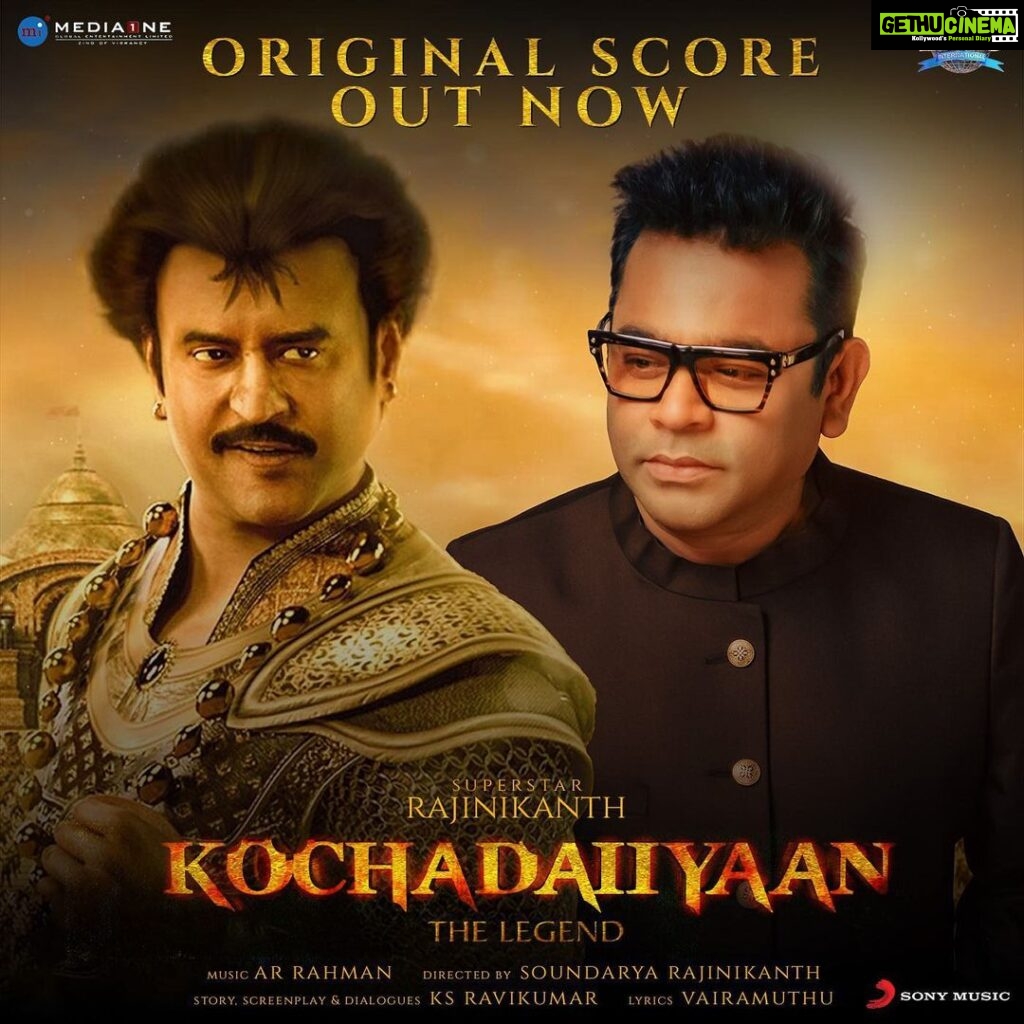 A. R. Rahman Instagram - You’ve asked for it and here it comes! 💪💥 The much awaited #KochadaiiyaanOriginalScore is here for y’all! 🥳🔥❤️‍🔥 ➡️ https://SMI.lnk.to/Kochadaiiyaan-OriginalScore @rajinikanth @arrahman @soundaryaarajinikant #Kochadaiiyaan