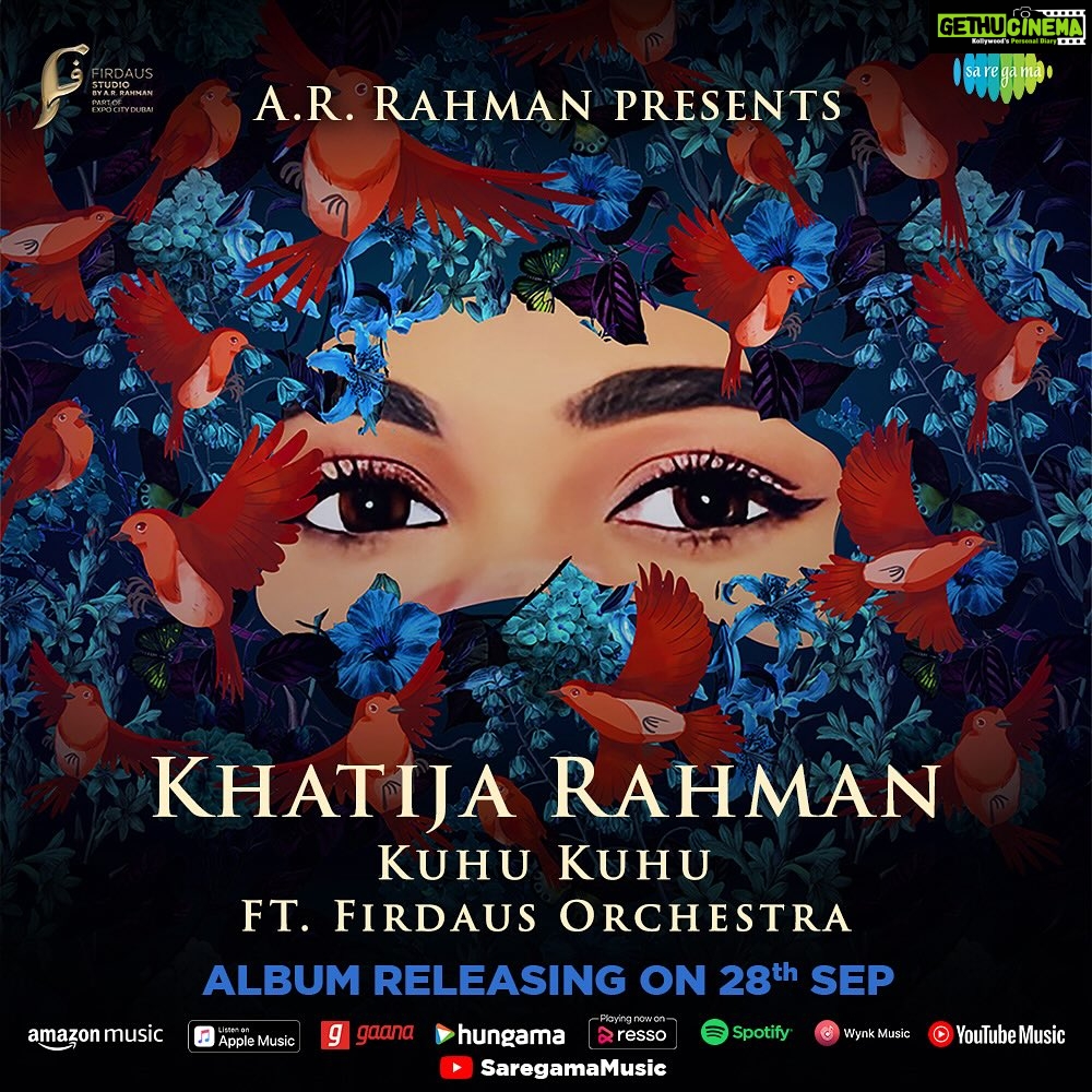 A. R. Rahman Instagram - Soothe your mid-week blues with an enchanting musical experience✨#KuhuKuhu album releasing on 28th September! Stay tuned! #Saregama #SaregamaMusic #NewSong #ARrahman #orchestramusic #khatijarahman #firdausorchestra