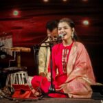 Aarya Ambekar Instagram - What an absolute honor to have gotten to perform at the 51st Pandit Motiram Pandit Maniram Sangeet Samaroh, Hyderabad..and that too with @anandbhateofficial dada. Thank you dear @durgajasraj ji for having me.😇🙏🏻 PC - @swapniljadav Hyderabad , Telengana. India