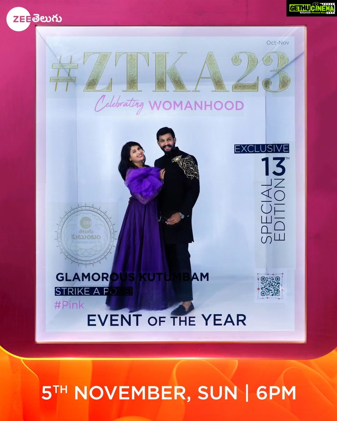 Aashika Padukone Instagram - The #Trinayani Kutumbam exuding glamour and style 📷📷 with their stunning poses at the grand celebrations 💥💥 Watch The Biggest Telugu Television Awards of the year #ZeeTeluguKutumbamAwards2023 This Sunday at 6 PM on #ZeeTelugu #CelebratingWomanHood #Pink #ZeeTeluguMahaEvent #ZTKA2023 #Kutumbam2023 #ZeeTeluguKutumbamAwards @ashikapadukone_official @im_chandugowda @bhavanareddyartist @itsme_anusha1 @anilchowdary._ @jayaram.pavithra @chandrakanth_artist