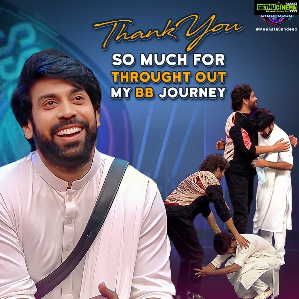 Aata Sandeep Instagram - Sometimes it's the journey that teaches you a lot about your destination ♥️ Beautiful Journey 🥰 Unforgettable Memories 😍 Tones of Emotions 🥺 Thank you so much for through out BB7 Journey 🙏 Thank you so much to all #MySupporters #Mywelwishers #Myfamily 🙏 @endemolshineind @starmaa @disneyplushstel Outfit by @varanka_ethnic_collection