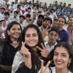 Aata Sandeep Instagram - Thank you KBN degree collage for showering so much of love on us♥️ Love You Too Promotions at KBN Degree collage. K.B.N. College , Vijayawada