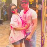 Abhishek Kumar Instagram – Happy holi #Abhisha #Jasrik @isha__malviya ♥️