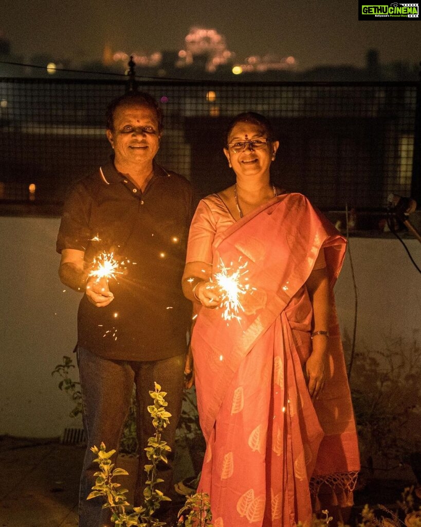 Abijeet Duddala Instagram - Happy Anniversary to the folks, and a Shubh Deepavali to you!! 🎇🪔