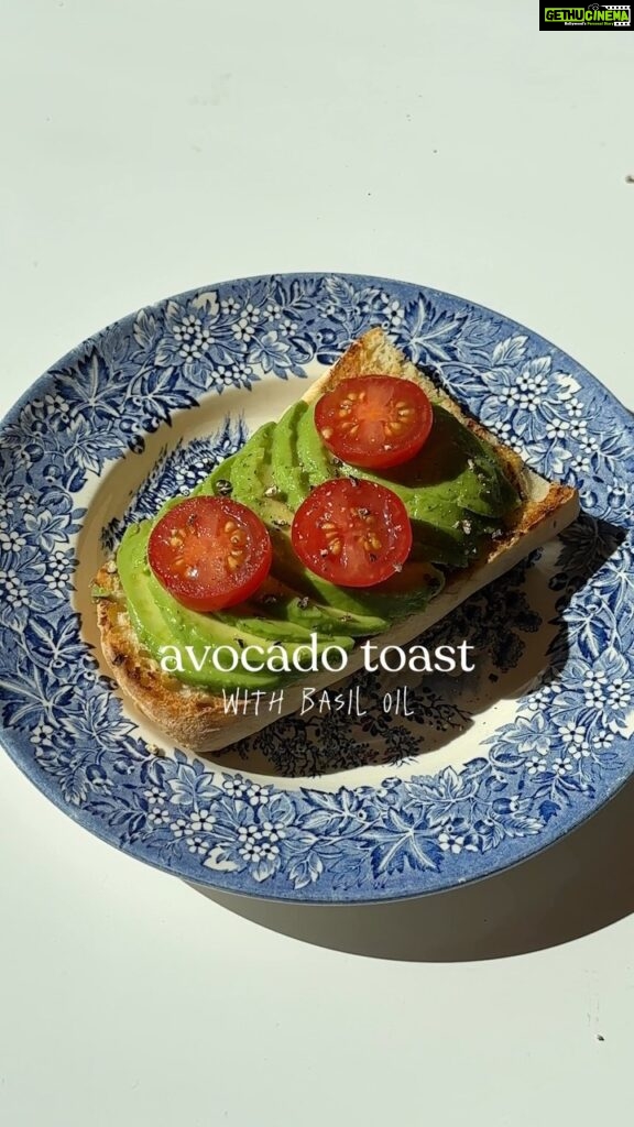 Aditi Chengappa Instagram - SAVE this to try later! My favorite breakfast or evening snack 🥑 ingredients: your favorite bread Basil olive oil (this is the magic) cherry tomatoes fresh avocado salt & pepper #wellnesstips #healthyrecipes #avocadotoast #veganrecipes #veganrezepte #healthyfood Berlin, Germany