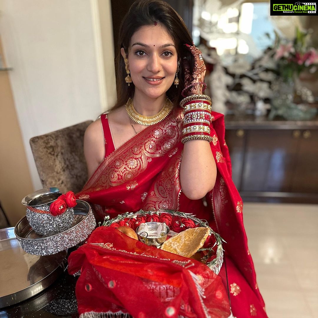 Aditi Gautam Instagram - 🧿🧿🧿 . . . . . . . #picoftheday #karwachauth #karwachauthspecial #love #red #eternity #explorepage #trend