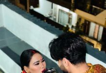 Afsana Khan Instagram - Happy karwa Chauth my love 🌙 @saajzofficial ❤️🧿 #karwachauth #afsaajz #afsaajzforever Photos credit @akshat.1808 Chandigarh, India