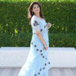 Aima Rosmy Sebastian Instagram - AAMBAL 💙 Embrace the ethereal beauty of the AAMBAL saree, a captivating collaboration between grace and nature's enchantment. Saree @tazzels3 Clicks by @vineethphotos Muweillah Comercial, Sharjah UAE