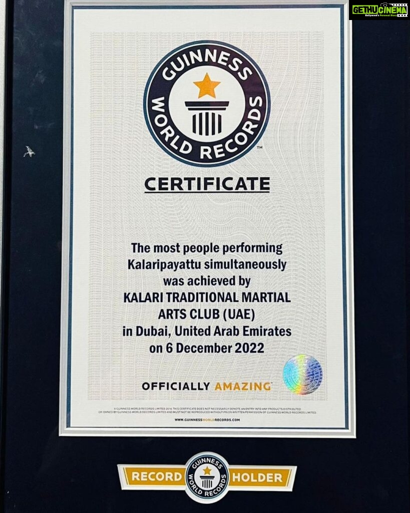 Aima Rosmy Sebastian Instagram - Super Excited 🤩 @kalariclubdubai is Officially the Guinness World Record Holder for the MOST PEOPLE PERFORMING KALARIPAYATTU SIMULTANEOUSLY 🤩 This wouldnt have been possible without our best Ashaans @kalaricoach @ahalyaellathel @kalaridxb @dubaikalari @kalariclubdubai and efforts of many more Thank you @dubaipolicehq for giving me this wonderful opportunity that can be cherished throughout my life 😍 . . . . . . . . . . . . . . #guinnesworldrecord #guinness #worldrecord #success #acheivements #hardwork Dubai Police Officer’s Club