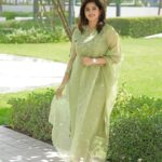 Aima Rosmy Sebastian Instagram - Meadow whispers elegance in silk organza … 🍀✨ By @tazzels3 👗 📸 @vineethphotos #trend #trendsetter #fashion #fashionblogger #instagood #instagram #instadaily #instafashion #instafashion #kerala🌴 Muweillah Comercial, Sharjah UAE
